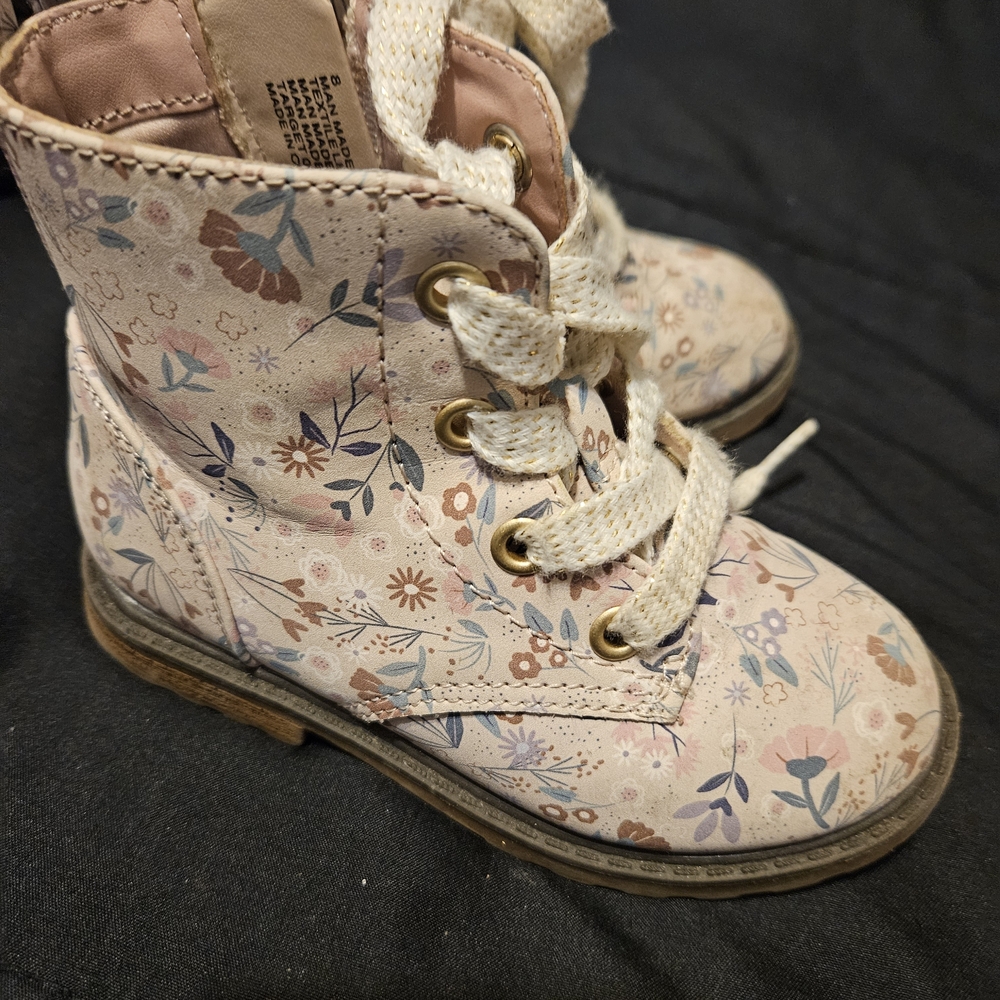 Cat & Jack Floral Kids Boots - Pink and Blue